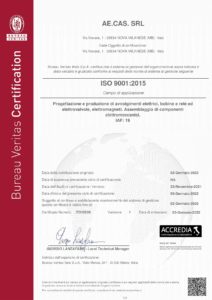 Certificate IT312220 - AE.CAS. SRL - ISO 9001 REV. 1 - ITA